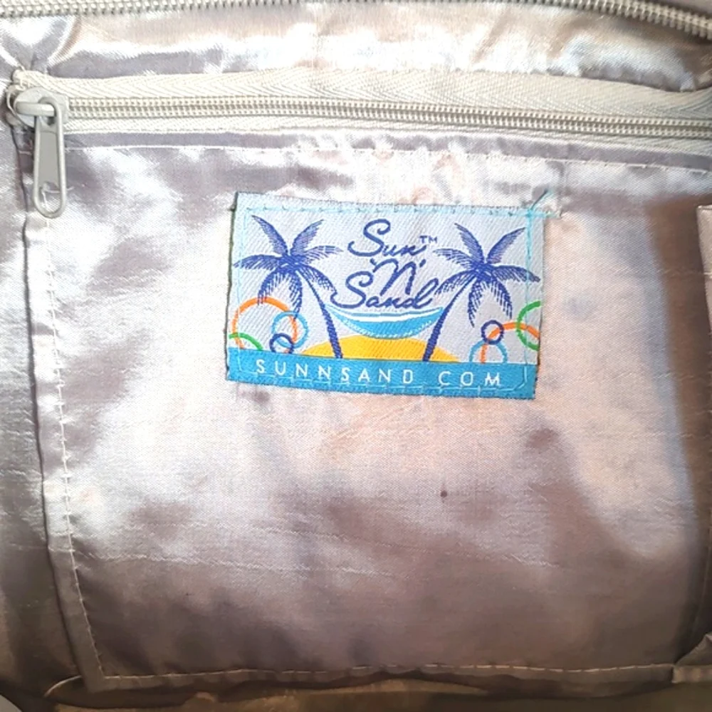 Sun n' Sand Natural Straw/ Lavender Fabric Woven Shoulder Tote Bag
